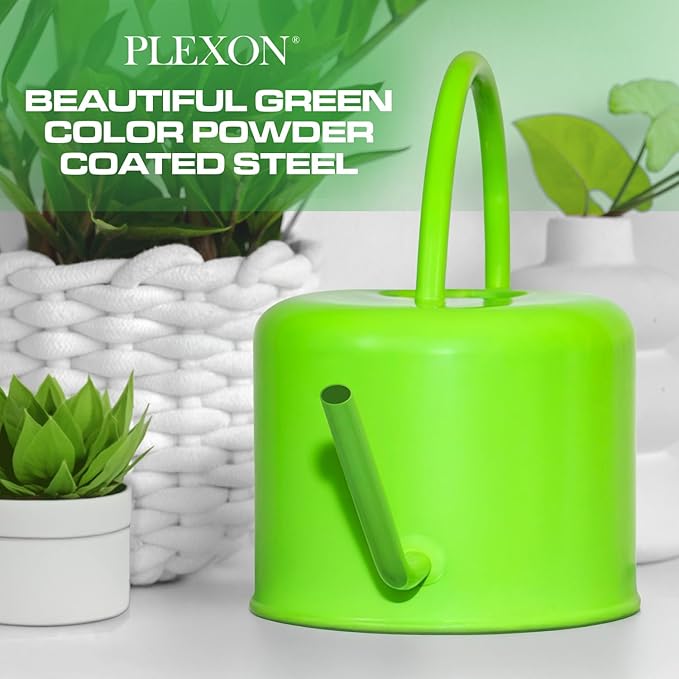 Plexon Long Spout Watering Can Indoor Plants, 40 oz Small Watering Can Pot Metal for Garden Flowers House Plants Mini, Powder Coated, for Mom Girlfriend Daughter, Green