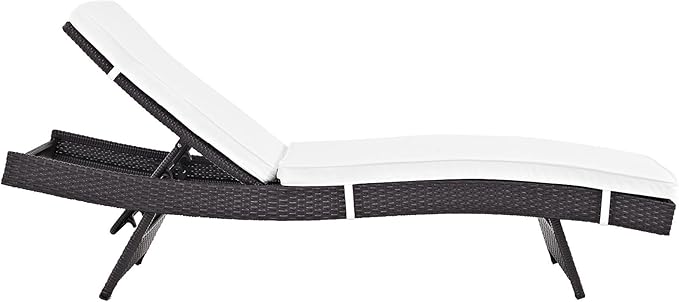 Modway Convene Wicker Rattan Outdoor Patio Chaise Lounge Chair in Espresso White