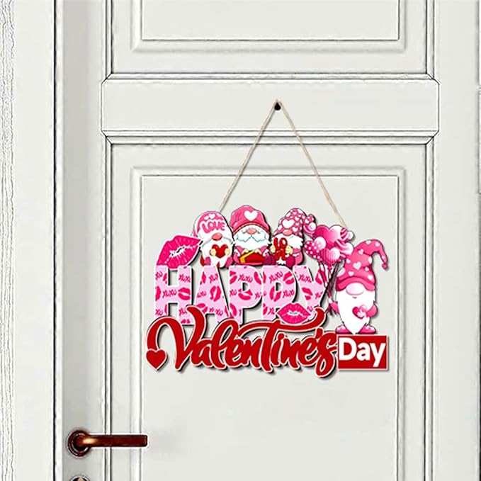 3Pcs Valentine's Day Decorations Romantic Hanging Paper Sign Front Door Hanger Wreath Decor Indoor Outdoor Decor for Valentine Party Home Farmhouse Wall Porch Yard Window Decoration Supplies