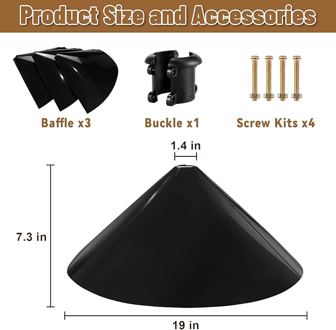 New Squirrel Baffle, Wrap Around Bird House Squirrel Guard Baffle Protect Outside Hang Bird Feeders and Pole Mount from Raccoon Squirrels Rodents Bird Feeders (19 in)
