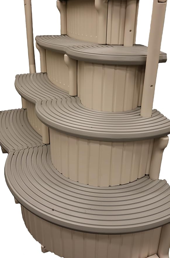 Confer Plastics Curve CCX-AG Drop in Above Ground Pool Step with Grey Treads - Base Step with Add-On
