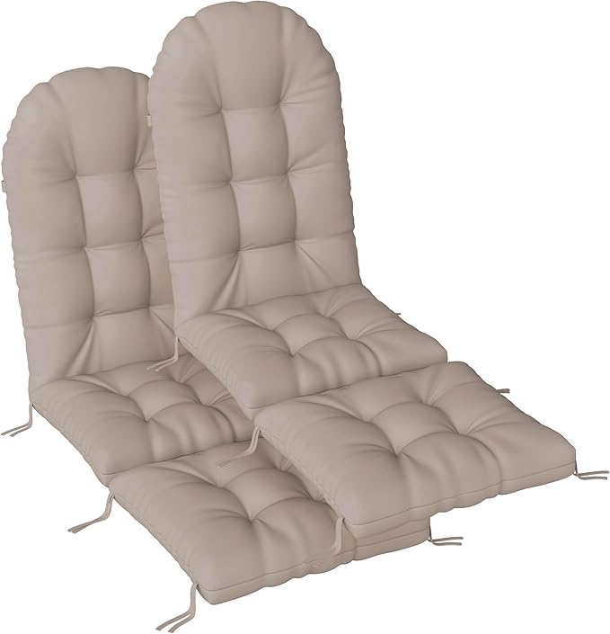 Adirondack Chair Cushion with Ottoman, Folding Adjustable Adirondack Seat Cushions, Waterproof Adirondack Patio Chair Pads for Garden, Deck, or Poolside, Small-Beige-2