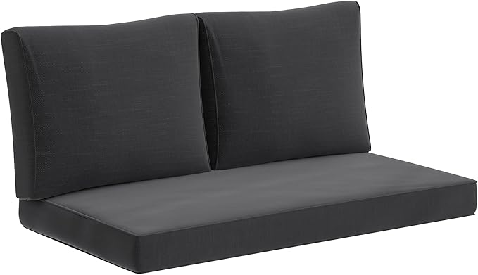 Outsunny 2 Seat Patio Furniture Cushions, 46x26x5 in, Thick Outdoor Loveseat Cushion Set with Removable Cover, Fade-Resistant Replacement Cushions for Outdoor Furniture, Couch, Bench, Swing, Black
