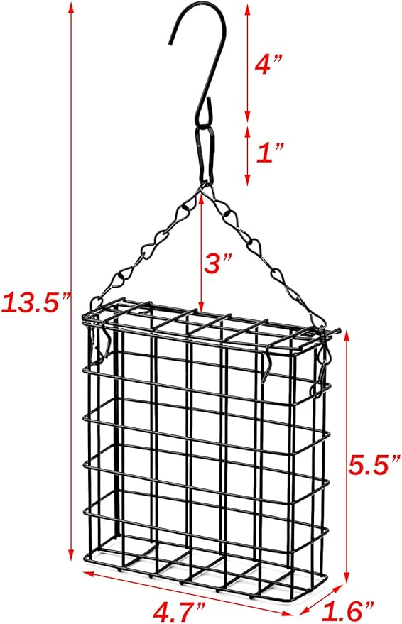 One of Durable Outdoor Garden Yard Suet Bird Parrot Easy Open Reusable Feeders for Outside Patio Wild Bird Hanging Fruit Capacity Suet Cake Food