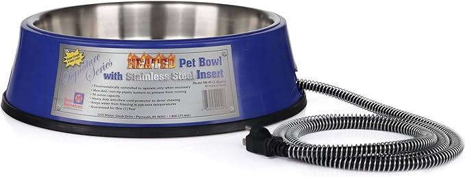Farm Innovators Signature Series 3 Quart 40 Watt Electric Heated Pet Water Bowl with Stainless Steel Insert, Thermostatic Control, (4 Pack)