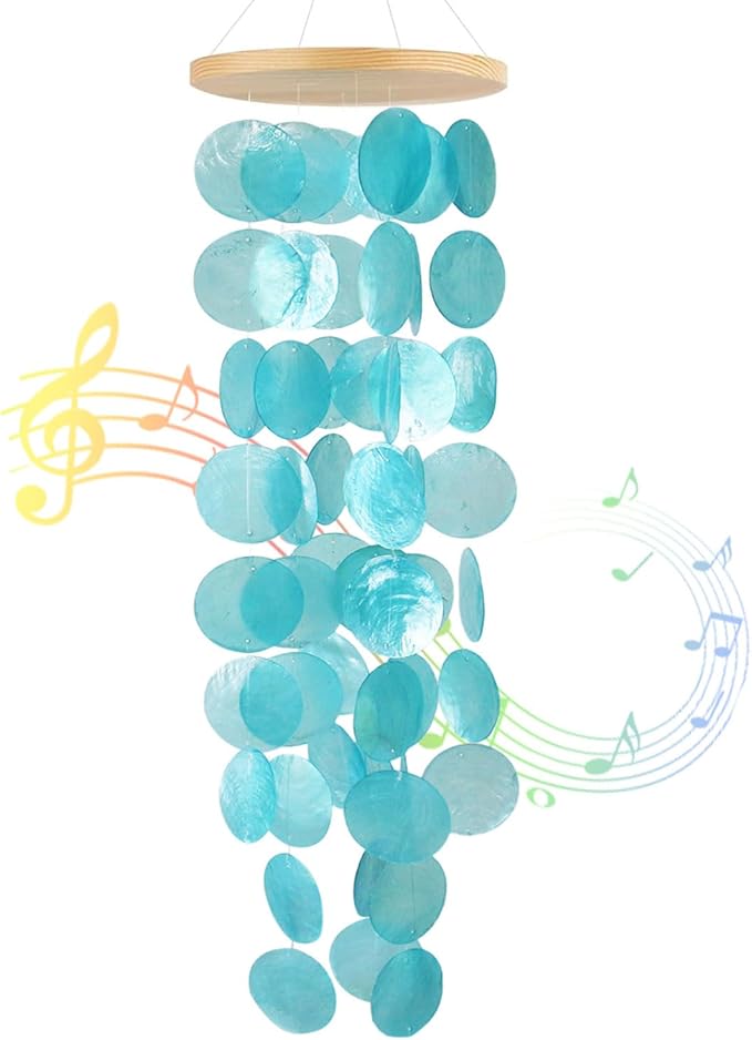 Capiz Shell Wind Chimes,Outdoor Wind Chimes,Coastal Style Decoration,Suitable for Indoor and Outdoor,Garden Decoration,The Sest Gift for Wind Chime Enthusiasts