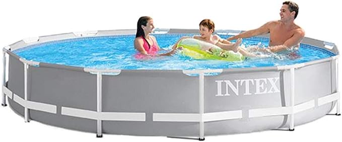 Intex 26711EH 12ft x 30in Prism Frame Above Ground Swimming Pool with 530 GPH GCFI Filter Pump and Robot Vacuum Cleaner fits up to 6 People