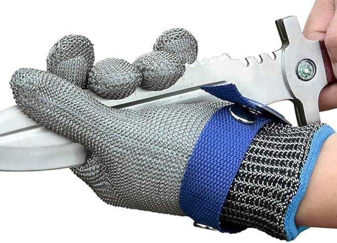 Schwer SlicePro ANSI A9 Cut Resistant Glove PR1707, Food Grade Stainless Steel Wire Metal Gloves, Cutting Gloves for Kitchen, Meat Cutting, Oyster Shucking, Fish Fillet, (XXL, 1 PCS