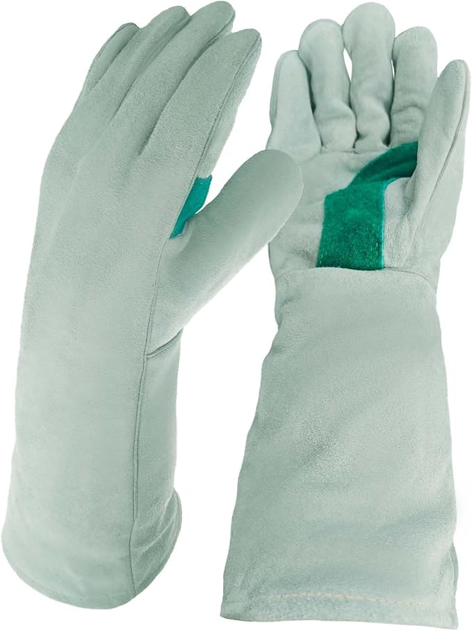 Welding Gloves 16 Inches,Heat Resistant Oven Mitts, 932℉ - Fireproof Leather Work Gloves for bbq/Grill, Baking,Furnace,Stove,Pot Holder,Fireplace, Animal Handling, welding accessories.