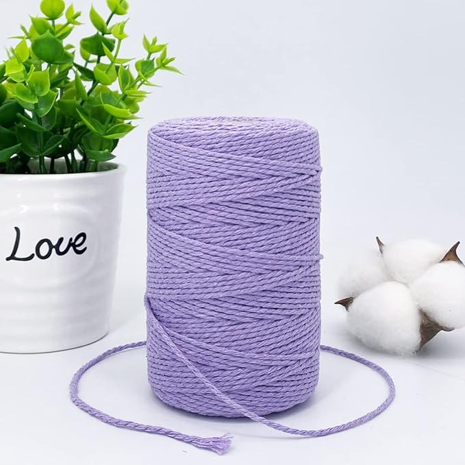 Twine String,500 Feet Cotton Butchers Twine String Cooking Kitchen Twine for Crafts Roasting Gift Wrapping DIY Decoration Gardening Packing Materials,Lavender