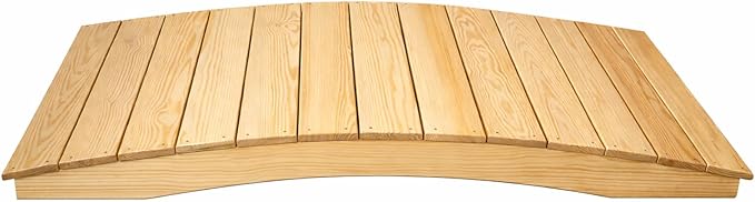 6 FT NATURAL Amish Made Pinewood Heavy Duty Garden Bridge for Walkway, Backyard Pond & Landscaping, Outdoor Wooden Footbridge for Koi Pond, Japanese Style Decorative Bridge, Made in USA