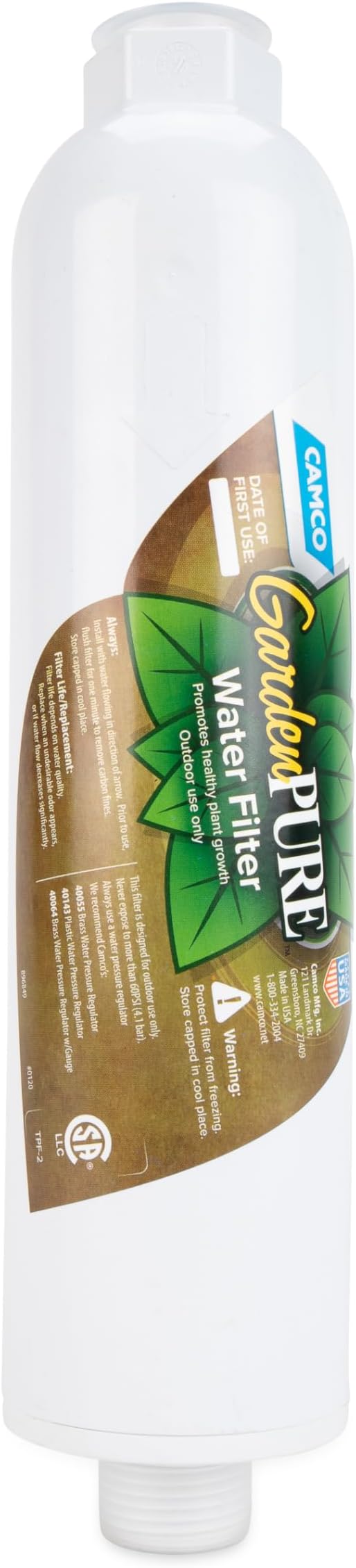Camco GardenPURE Carbon Water Filter - Inline Garden Hose Water Filter - Filters Chlorine & Chloramine Compounds for Improved Plant Health - Perfect for Hydro and Aeroponic Gardening Systems (40691)