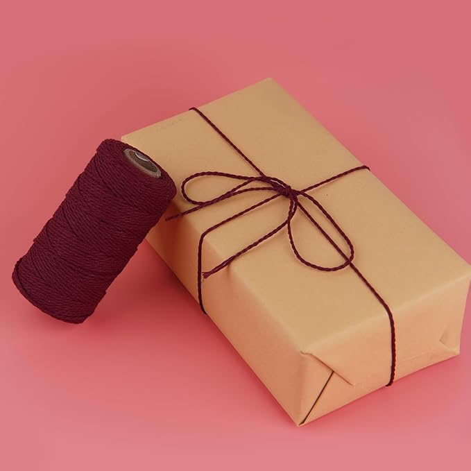 Cotton Red Twine for Crafts - Ohtomber 328 Feet 2MM Natural Garden Twine String for DIY Crafts Wrapping