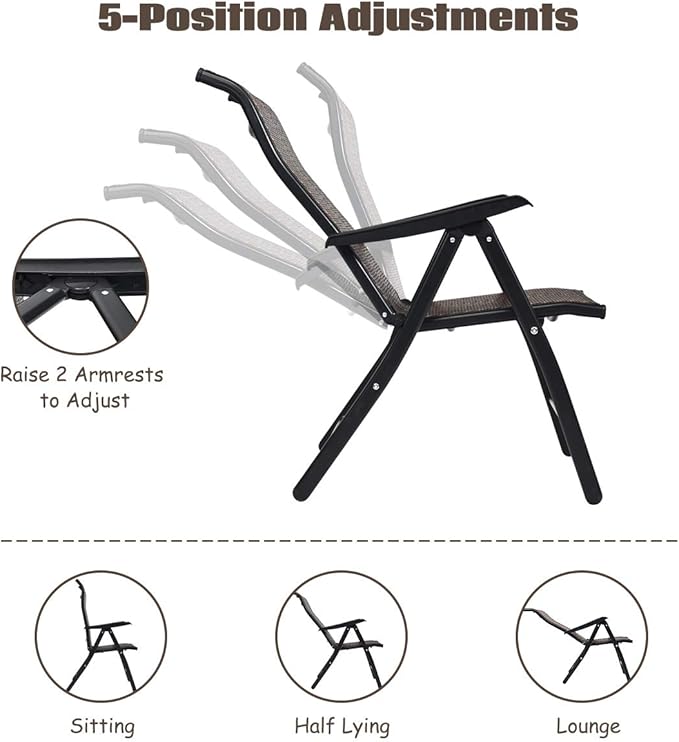 Tangkula Patio Rattan Folding Chair, Outdoor Wicker Portable Camping Chair with Widened Armrest, Foldable Chair with High Backrest for Garden Balcony Outdoor & Indoor (1)
