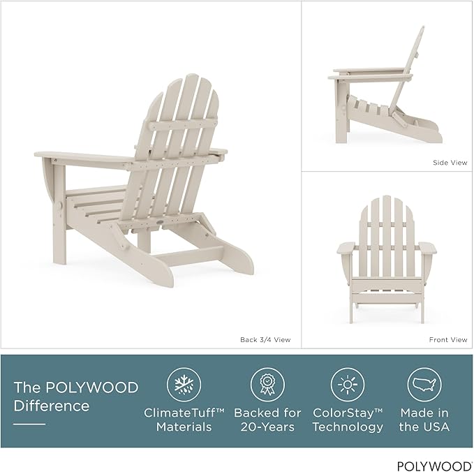 POLYWOOD AD5030SA Classic Folding Adirondack, Sand, 35.00" x 29" x 35.00"