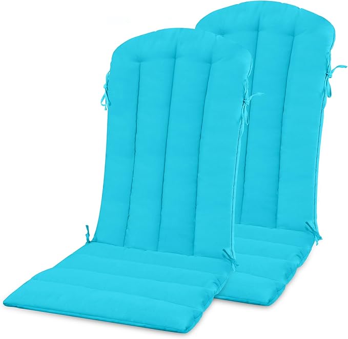 YEFU Adirondack Chair Cushion, Thin Rocking Chair Cushions with Straps Set of 2, Folding Patio Chair Pad for Indoor and Outdoor, 19.7x18.9x1.5 Inch, Aruba