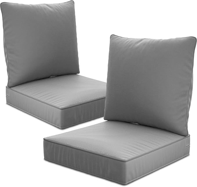 24" x 24" x 6" Outdoor Deep Seat Cushions Set - 2 Set Waterproof & Fade Resistant Patio Furniture Replacement Cushions, Non-Slip Outdoor Cushions Fit Loveseats, Couches, Chairs, and Sofas.