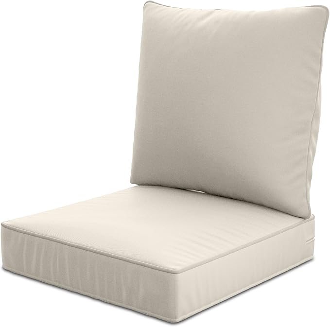 22" x 22" x 6" Outdoor Deep Seat Cushions - Waterproof & Fade Resistant Patio Furniture Replacement Cushions, Non-Slip Outdoor Cushions Fit Loveseats, Couches, Chairs, and Sofas