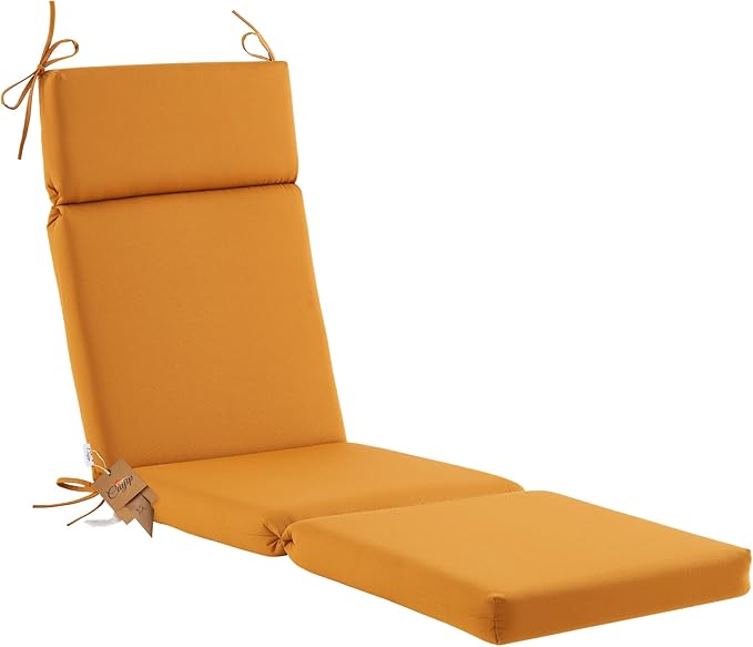 Outdoor Chasie Lounge Tufted Thick Cushion with Ties,Replacement Wicker Chair Cushion for Paito Fruniture,72x21x3inches,All Weather,Mustard Yellow