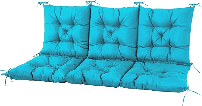 NACATIN 3 Seat Cushion for Outdoor Swing - 60x40 inches, 4" Thick Porch Swing Cushions with Ties and Storage Bag, Waterproof Bench Cushions for Patio, Outdoor, Backyard and Garden (Peacock Blue)