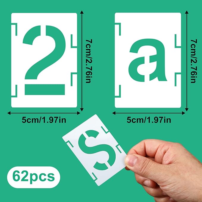Augshy 2 Inch Letter Stencils for Painting, 56 Pcs Reusable Interlocking Letter Stencils for Crafts Alphabet Art Craft Stencil Plastic Templates for Wood Wall Fabric Rock Signage