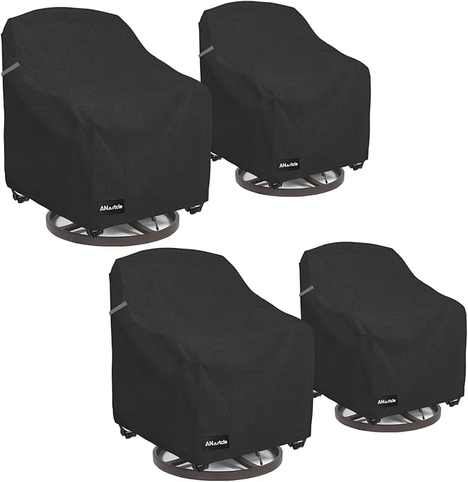 Swivel Patio Chair Cover 4 Pack,600D Waterproof Heavy Duty Outdoor Chair Cover(35 W x 37 D x 36 H inches),Patio Furniture Covers,Outdoor Furniture Covers Waterproof,Black