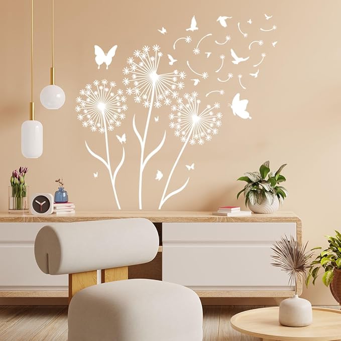 Large Flower Stencils for Painting Flower Stencils for Walls 14” Floral Stencil Dandelion Buterfly Templates for Garden Fence Wood Furniture Fabrics