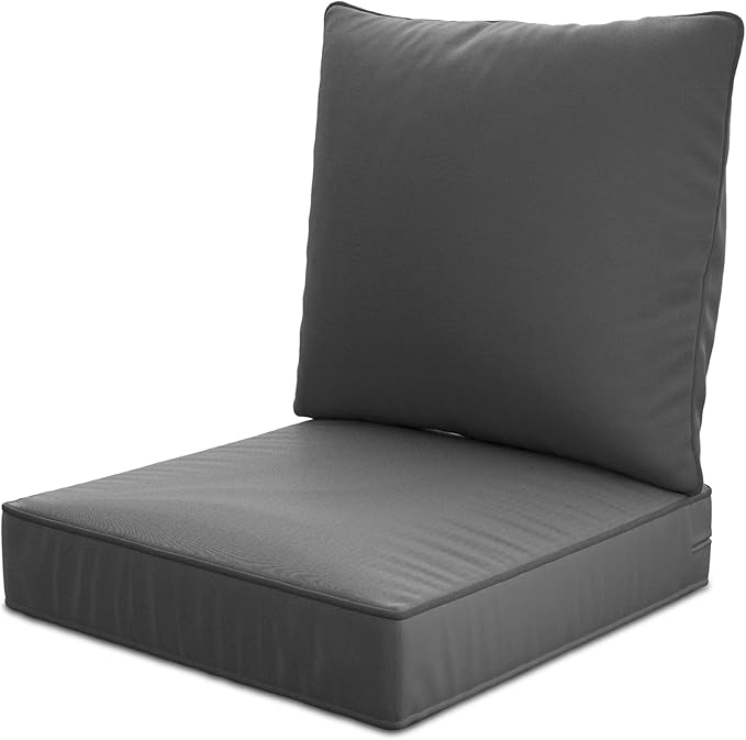 22" x 22" x 6" Outdoor Deep Seat Cushions - Waterproof & Fade Resistant Patio Furniture Replacement Cushions, Non-Slip Outdoor Cushions Fit Loveseats, Couches, Chairs, and Sofas