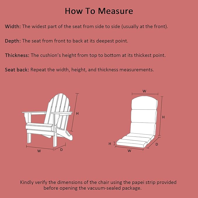 50"x20" Adirondack Chair Cushions Set of 2, Outdoor Rocking Chair Cushions Water-Resistant UV Resistant Weather Resistant High Back Patio Replacement Cushions,Folding Patio Chair Pad