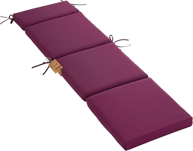 Outdoor Chasie Lounge Tufted Thick Cushion with Ties,Replacement Wicker Chair Cushion for Paito Fruniture,72x21x3inches,All Weather,Plum