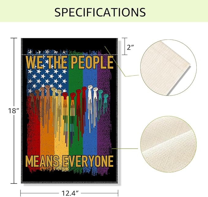 RZHV We The People Means Everyone Double-Sided Garden Flag for Outdoor House Yard Sign Garden Decor Parade, Inclusive Outdoor Decoration Banner, Kindness Equal Social Justice Yard Sign