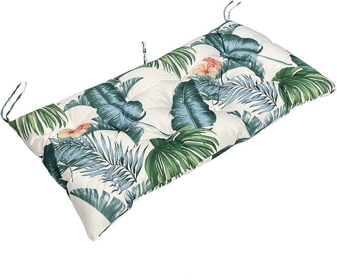 Indoor/Outdoor Bench Cushion Replacement 2/3 Seater Bench Cushions 47"x20" Non-Slip Bench Pads with Ties for Garden, Patio, Kitchen, Poolside, Balcony, Backyard,Leaf