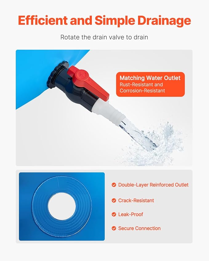 VEVOR KOI Aquarium Tank Above Ground Fish Pond, 450 Gallon Foldable Canvas Fish Pool Pond, Outdoor/Indoor Round No Dig Turtle Goldfish Pond with 304SS Frame and Drain Valve