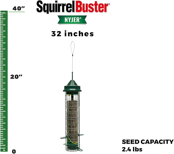 Squirrel Buster® Nyjer® – Squirrel-Proof Nyjer®/Thistle 2.4-pound Seed Capacity Feeder w/8 Feeding Ports & 4 Perches, Easy Fill & Clean, Durable Outdoor Feeder for Finches, Goldfinches & Small Birds