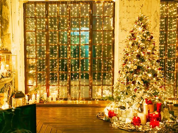 MEHOFOND 100ft 300 LED Christmas String Lights, 8 Lighting Modes Fariy LED String Lights, Timer Plug in Xmas Bday Wedding Party Decoration Outdoor Indoor Holiday Garden Decor (Warm White)(Connectable)