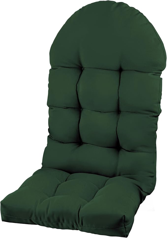Large Adirondack Chair Cushion, Rocking Chair Cushion 50x20.8x4 inch, High Back Patio Cushions of Upper and Lower with Ties, Sunscreen and Fade-Resistant (Dark Green, 1)