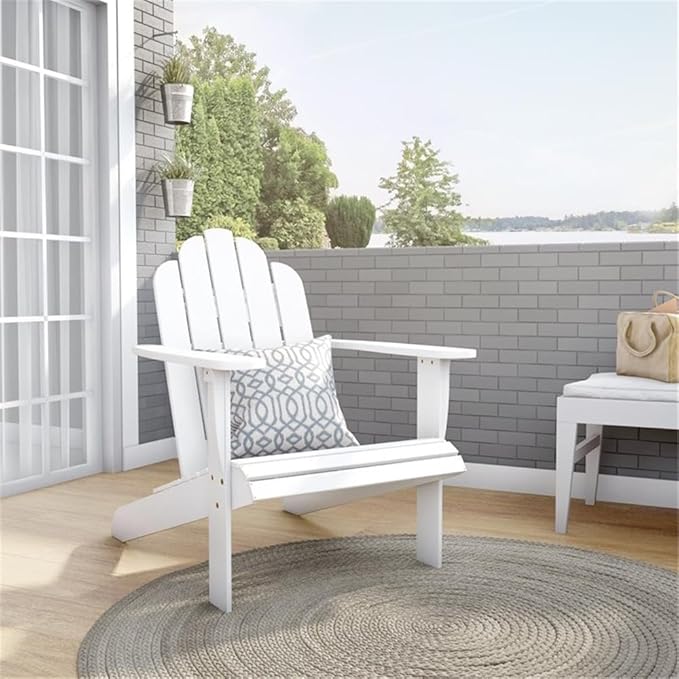 Linon White Adirondack Chair, 30.4" wx37.6 dx37.8 h