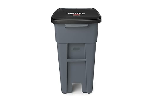 Rubbermaid Commercial Products BRUTE Rollout Heavy-Duty Wheeled Trash/Garbage Can, 32-Gallon, Gray, for Restaurants/Hospitals/Offices/Warehouses/Garage, Pack of 2