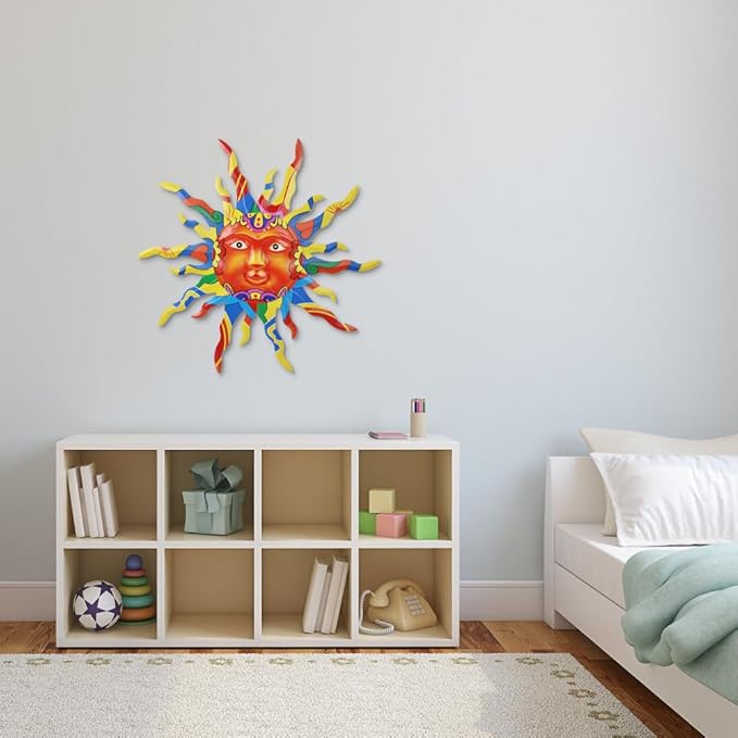 VEWOGARDEN Metal Sun Wall Decor 30" Large Outdoor Metal Wall Art Colorful Outdoor Sun Wall Art for Patio Home Garden