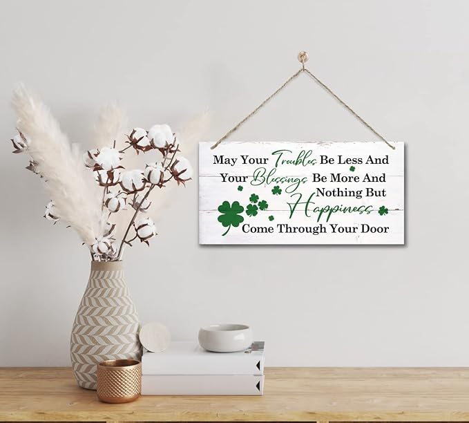Hanging St Patricks Day Wood Decor Sign, Irish Prayer Printed Wood Wall Art Sign, Home Signs Decor, Hanging Door Wood Sign, Irish Blessing Sign, St Patricks Day Decor, Rustic Farmhouse Décor