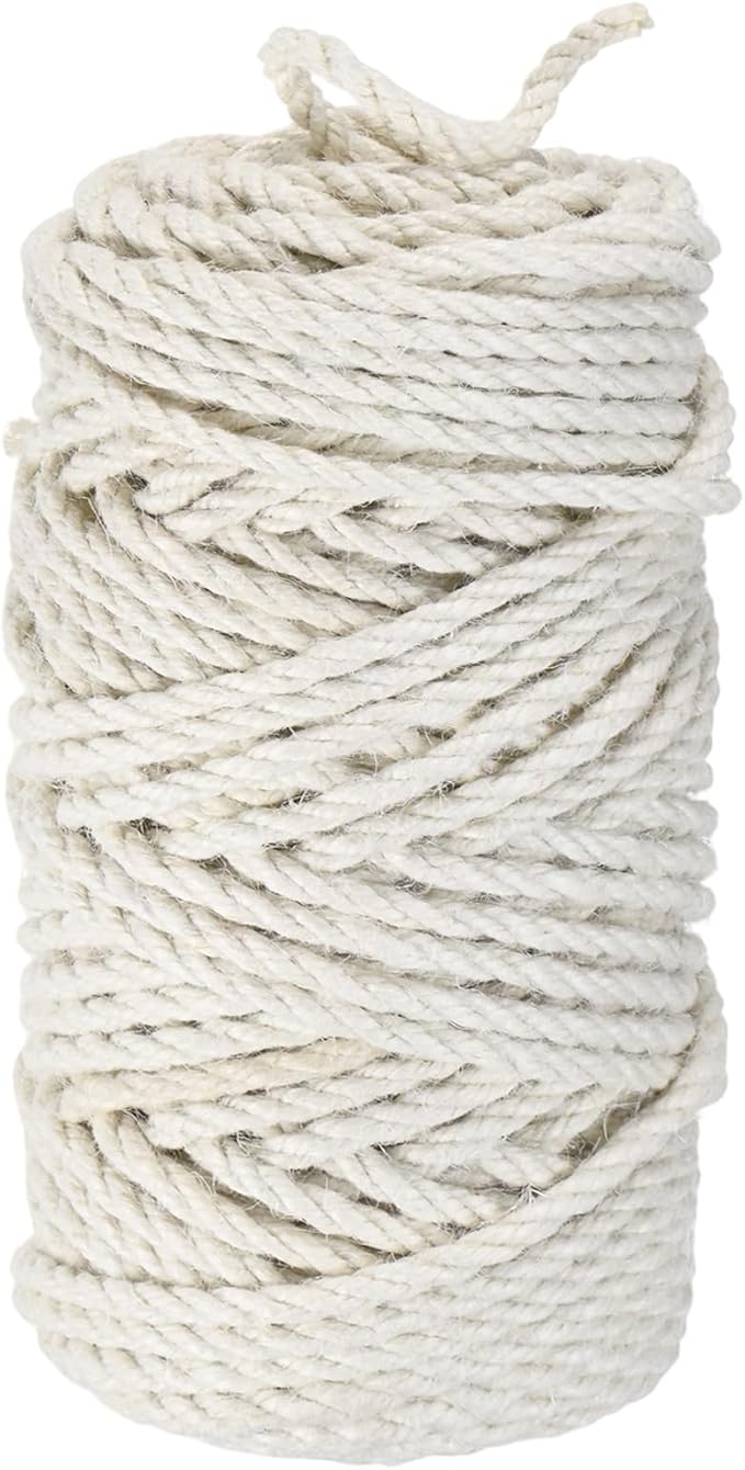 1-Pack Natural Jute Twine String, 4.5mm x 164ft/50m Long Garden Twine String for Crafts/Gift Wrapping/Gardening Plants, Durable Plant Ties Thick Rope [White]