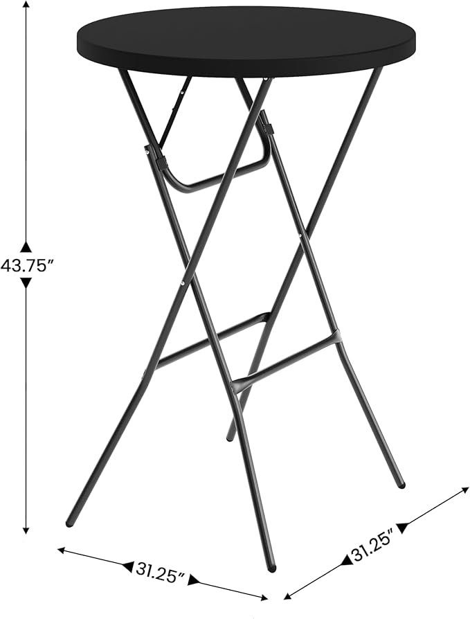 Flash Furniture Elon Round Folding Bar Height Table for Parties and Commercial Events, Indoor/Outdoor Plastic Bar Height Folding Table, 32", Black