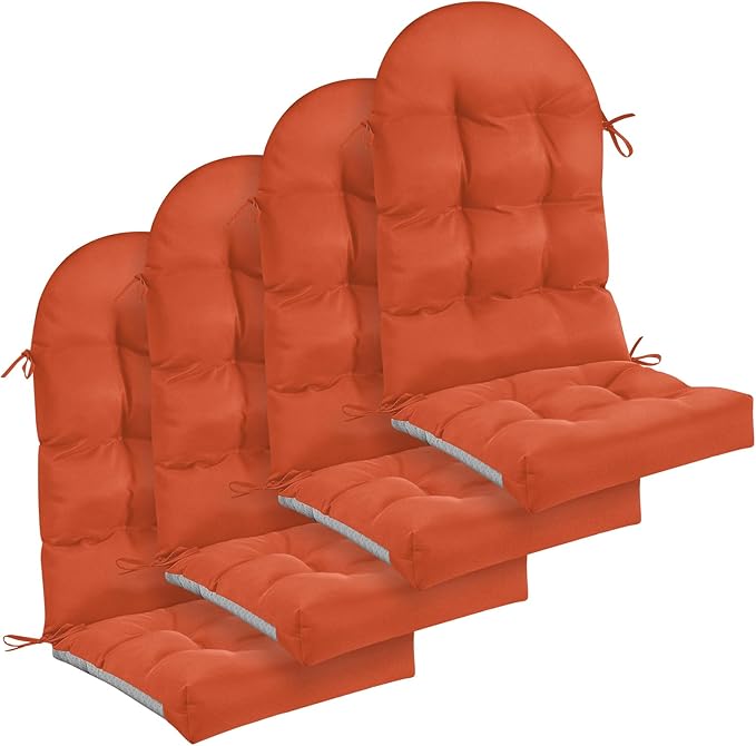 Geelin 4 Pcs Adirondack Chair Cushion High Back Patio Rocking Chair Cushion 44 x 19 x 4 Inch Tufted Weather Resistant Fade Resistant Seat for Patio Rocking Seat (Orange)