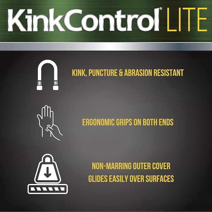 Kink Control Lite, Doesn’t Expand or Burst, Extremely Light Weight, Garden Hose, Water Hose with Superior UV Resistance, Ergonomic Grip, High Burst Strength,Kink Resistance, 50 Ft