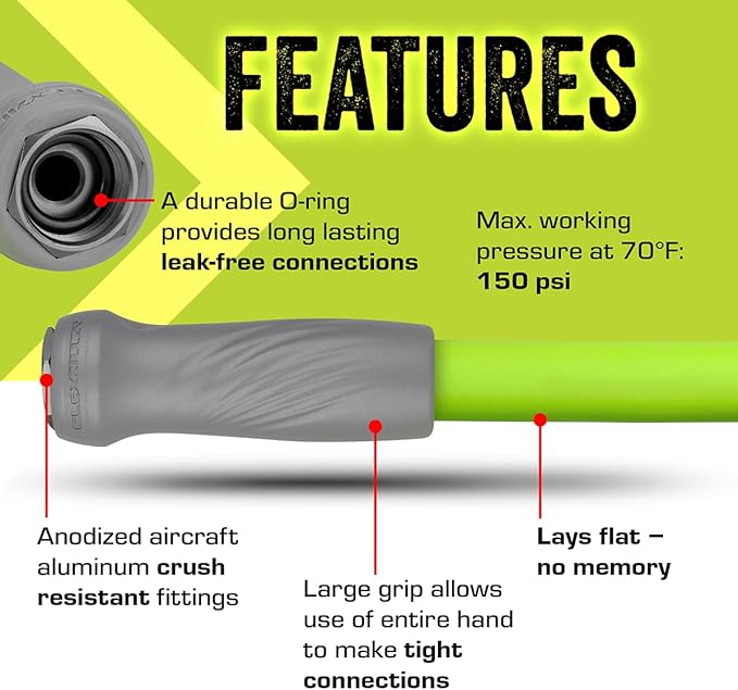 Flexzilla Garden Lead-in Hose with SwivelGrip, 5/8 in. x 3 ft., Lightweight All-Weather Water Hose, Durable and Flexible, Leak-Free Connections