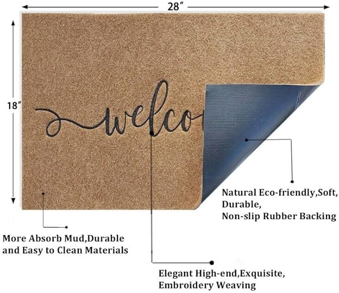 AAZZKANG Brown Door Mat Outdoor Welcome Mat with Non Slip Rubber Backing Easy to Clean Entry Doormat for Indoor High Traffic Areas Front Door Decorative