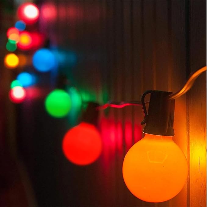 GOOTHY 25Ft Outdoor Multicolor Christmas Lights, G40 Globe Patio String Lights with 27 Ceramic Colorful Bulbs(2 Spare), Outside Christmas Lights for Holiday Party Backyard Decor