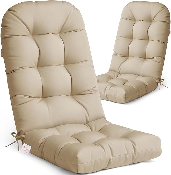 Crestlive Products Sunbrella Adirondack Chair Cushion Outdoor Chair Cushions Water Resistant 50x20x4 Inch High Back Patio Cushions Set of 2 Thick Replacement Cushions Antique Beige