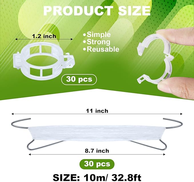 Tomato Hooks with String, Tomato Support Hooks, 20 Pcs Tomato Holder Hooks & 30 PCS Plant Support Clips with 33.3ft Twine to Prevent Tomatoes from Pinching or Falling Off