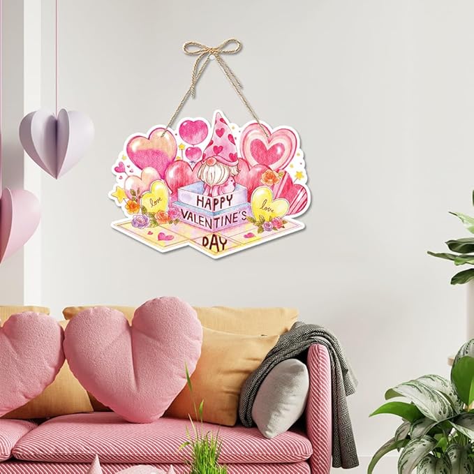 3Pcs Valentine Decorations Romantic Hanging Paper Sign Front Door Hanger Wreath Decor Indoor Outdoor Decor for Valentine's Day Party Engagement Wedding Anniversary Door Porch Wall Decor Supplies